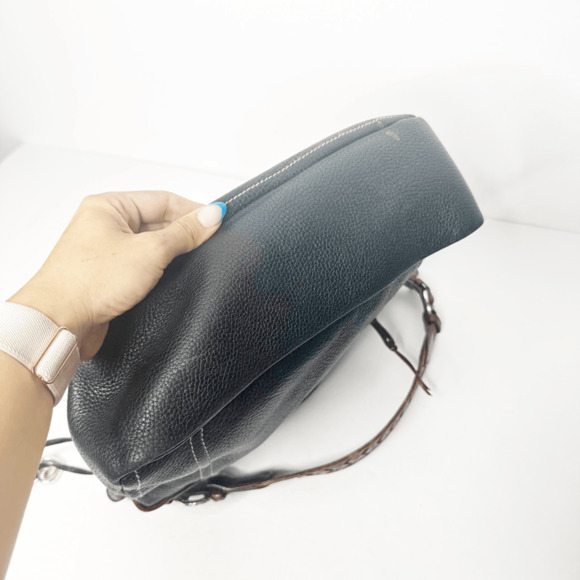 BRIGHTON Pebbled Leather Two tone Shoulder Bag Silver brown equestrian #D488475 - Picture 7 of 9